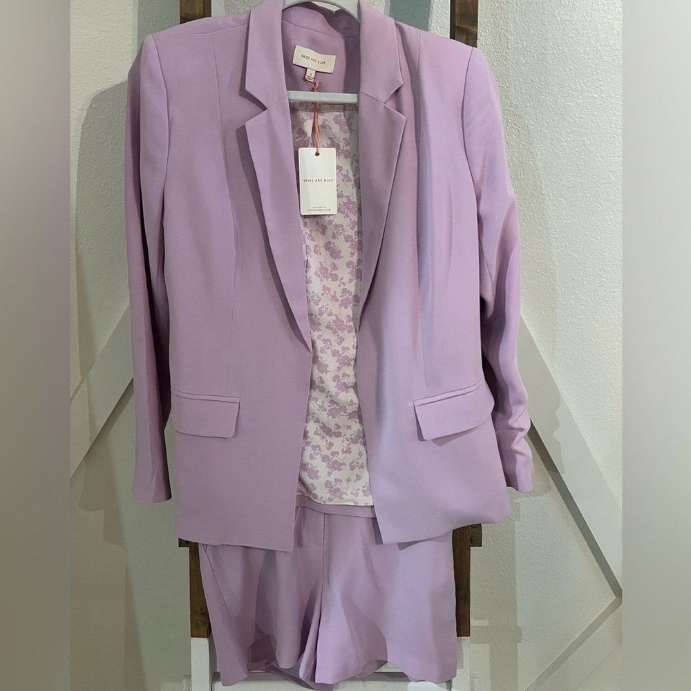 Skies Are Blue Lavender Purple Blazer & shorts two piece set